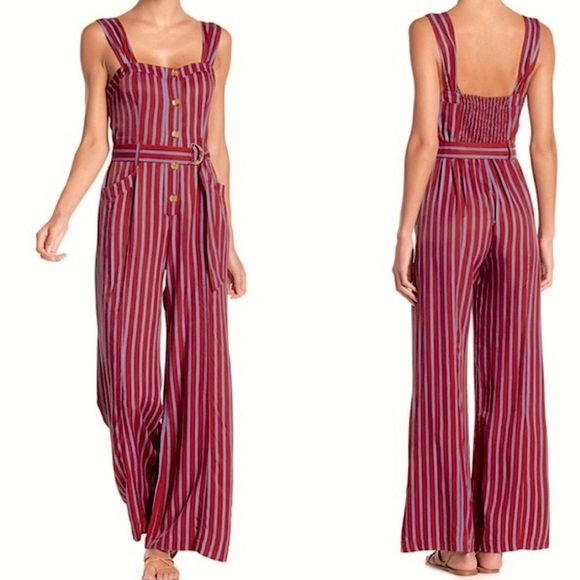 ⭐️FREE PEOPLE⭐️PINSTRIPE JUMPSUIT W/HEARTSHAPE BUSTLINE & ADJUSTABLE BELT SIZE:4 - Picture 4 of 5